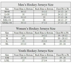 Hockey Jersey SIze Chart