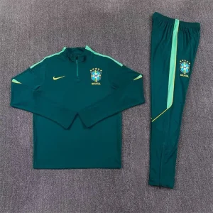 2026 Brazil Mens Kit Dark Green Half Pull Training Suit Yupoo 7