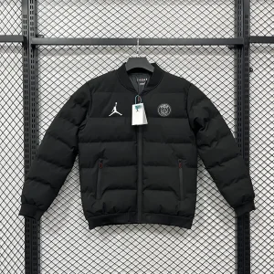 25-26 PSG Black Thermal Cotton-Padded Jacket Kit AAAAJersey Supply Yupoo