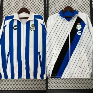 23-24 Santos Laguna Reversible Windbreaker White&Blue Double-Sides Jacket Soccer Jerseys For Sa