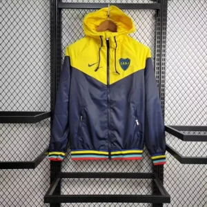 23-24 Boca Yellow and Navy Windbreaker Jacket Football Replicas Yupoo