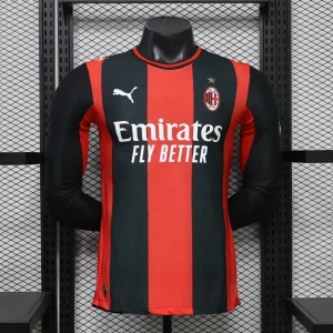 26-27 AC Milan Mens Home Kit Player Version Football Long Sleeve T-Shirt AAAAJersey Wholesale Yupoo