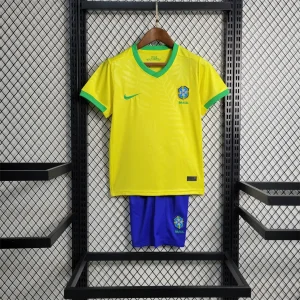 23-24 Brazil home kids kit size 16-28 futbol shirts