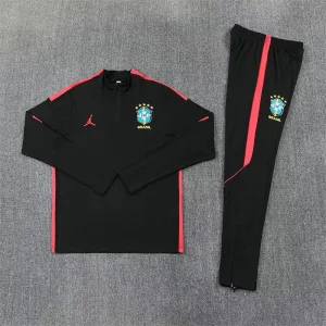 2026 Jordan Brazil Mens Kit Black Orange Half Pull Training Suit Yupoo 7
