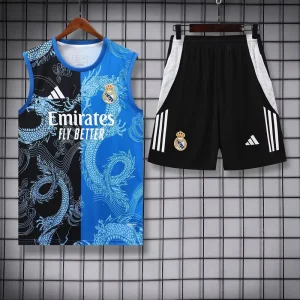 25-26 Real Madrid Black&Blue Dragon Training Kits Football Tracksuits