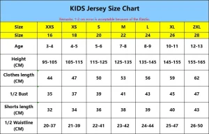Kids Kits Size Chart