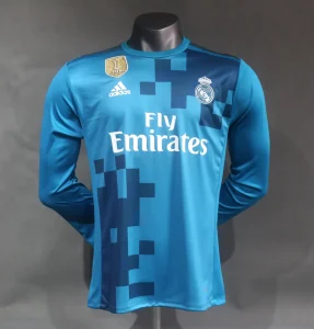 17-18 Real Madrid Third Retro Kit Vintage Player Version Long Sleeve Shirt AAAAJersey Dropship