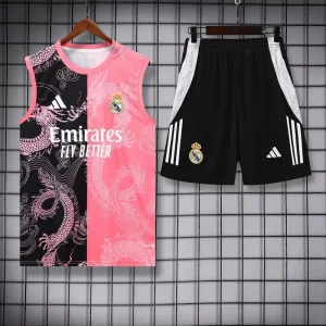 25-26 Real Madrid Pink&Black Dragon Training Kits Football Tracksuits
