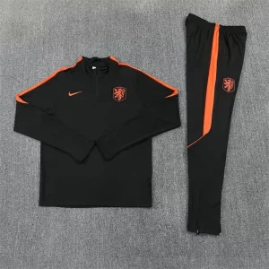 2026 Netherlands Mens Kit Black Half Pull Training Suit Yupoo 7