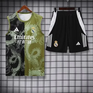 25-26 Real Madrid Green&Black Dragon Training Kits Football Tracksuits