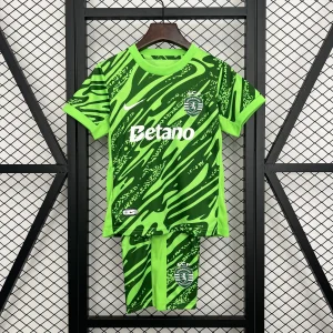 25-26 Sporting Lisbon Green Goalkeeper Kid Kits Youth Apparels Football AAAAJersey Supply Yupoo